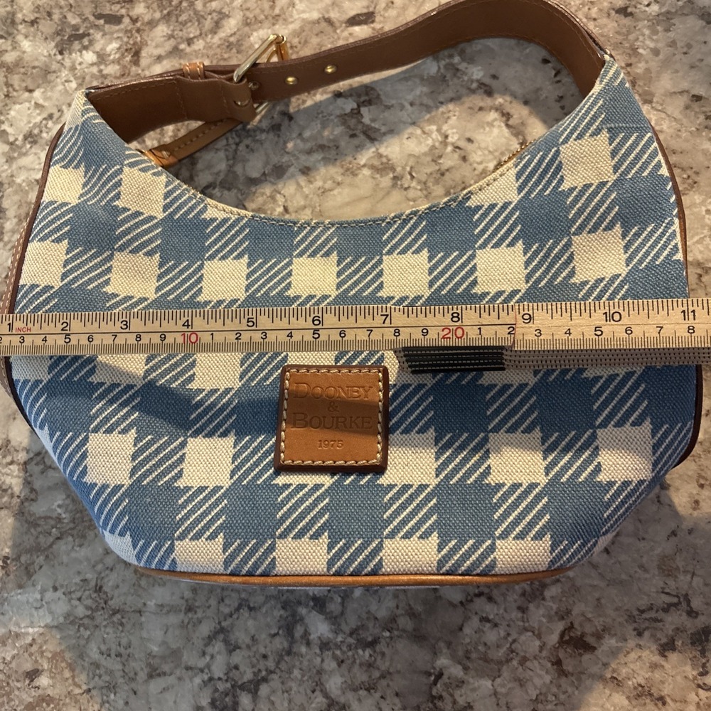 Vintage Y2K DOONEY & BOURKE Houndstooth Checkered Blue White Hobo Bag Purse VGUC - Picture 16 of 16